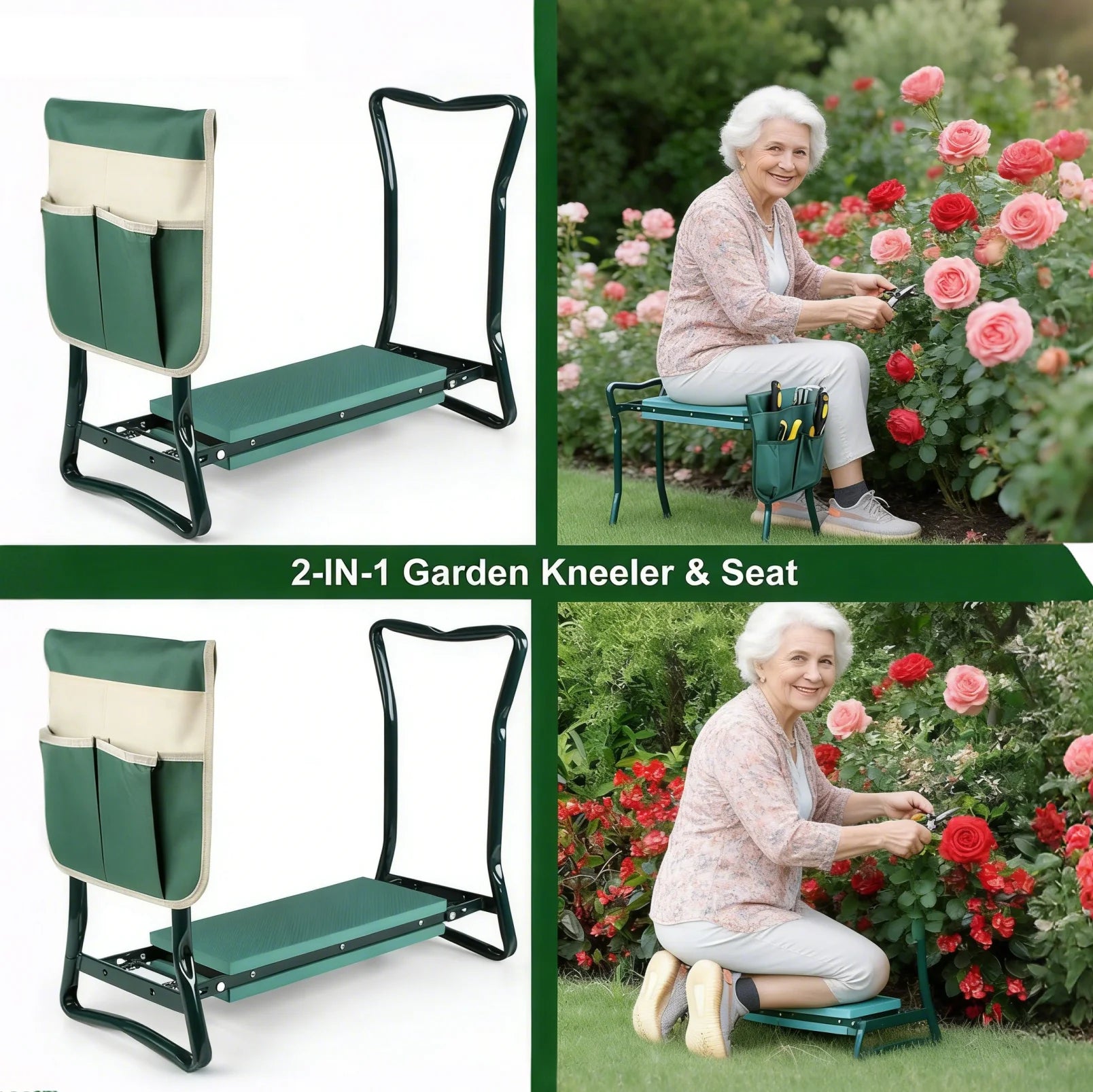 Garden Kneeler and Seat, Upgraded Folding Garden Kneeler and Seat, Upgraded Folding Garden Bench Portable with Foam EVA Kneeling